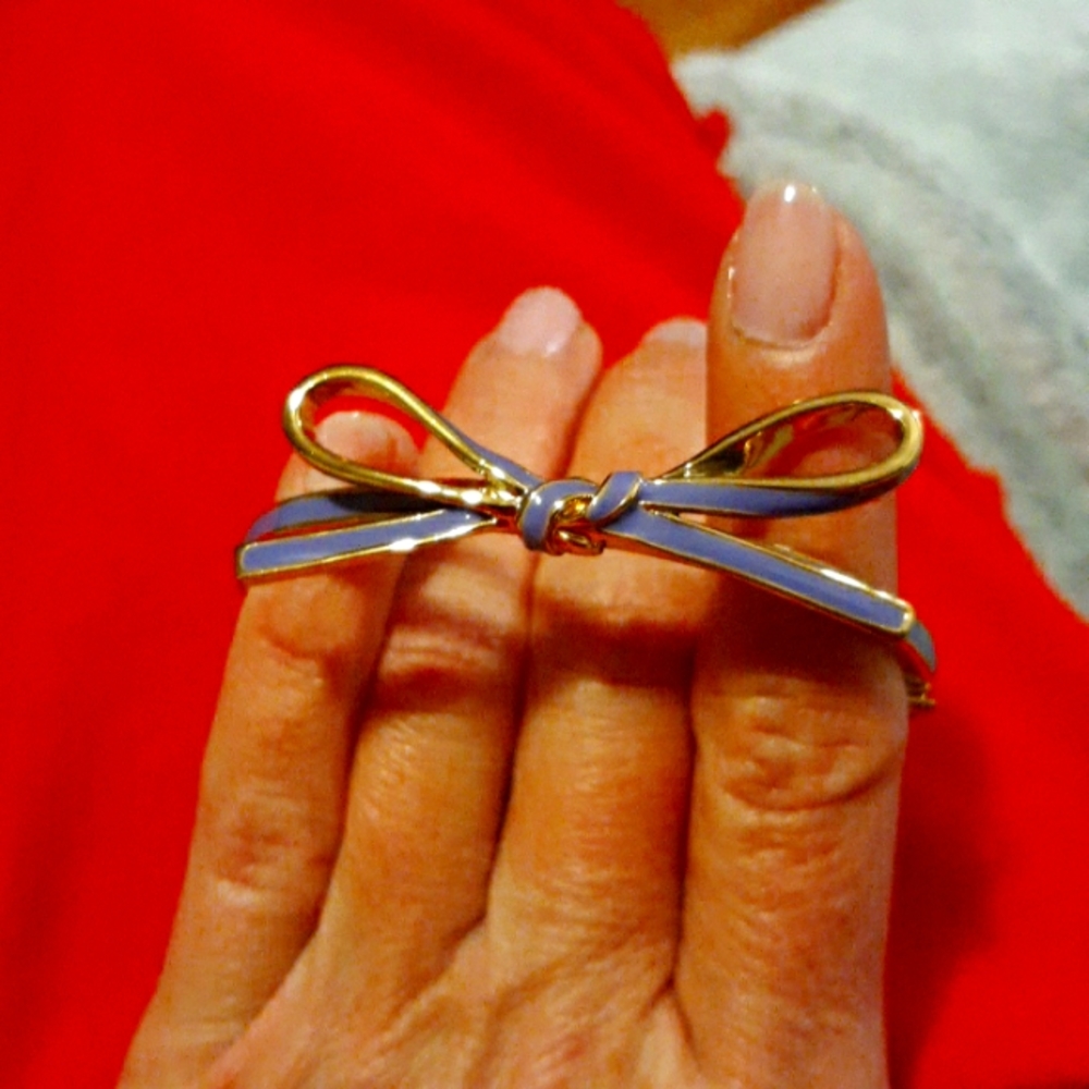 Kate Spade purple & gold thin bow bangle